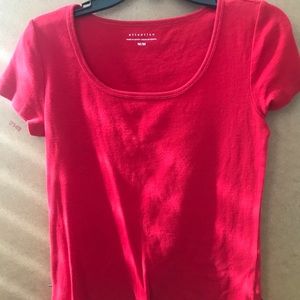 Red Scoop Neck Tee